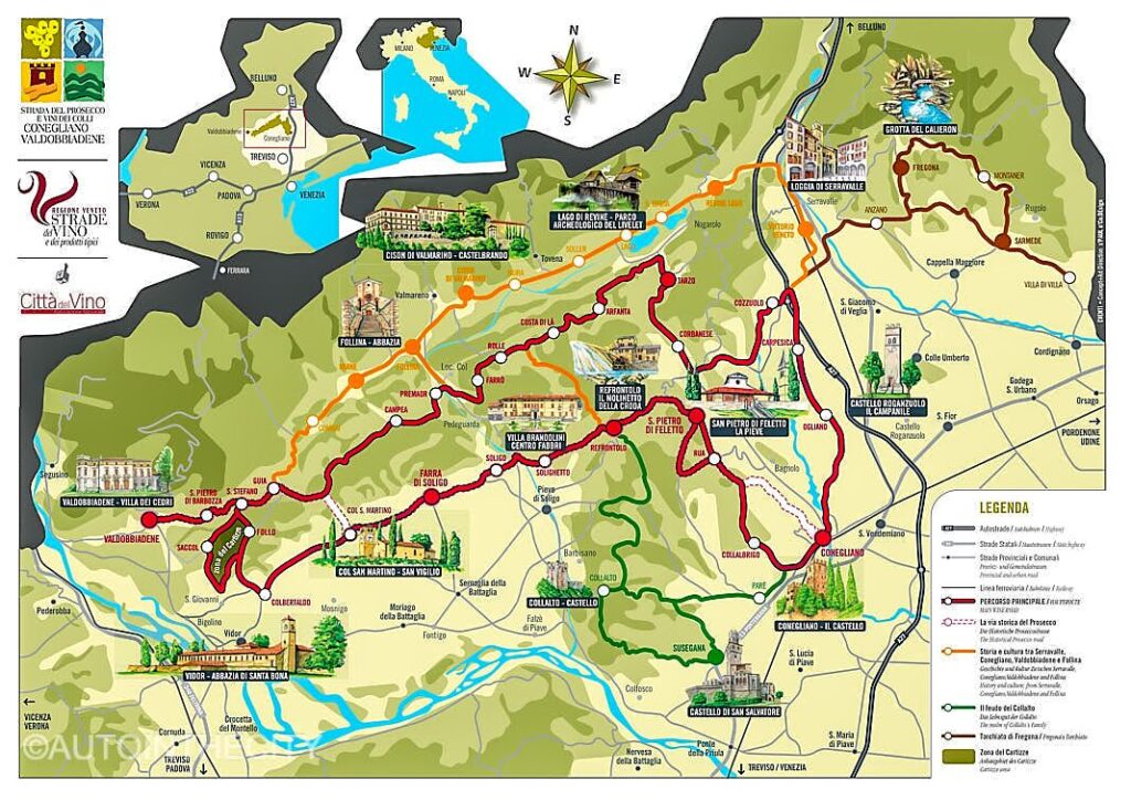 mappa strada del prosecco